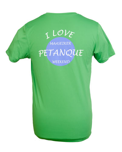 Heren T-shirt I love Petanque limoen