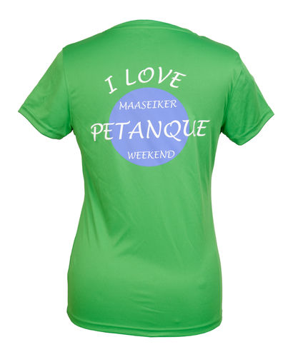 Dames T-shirt I love Petanque limoen